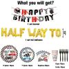 198 Pcs Race Car Half Way to First Birthday Party Supplies Decorations - Racing 1/2 Way to One Plates Cups Tablecover Cake Toppers Banner Balloons Arch for Racing Theme Boys 6 Months Bday Party Favor view 3