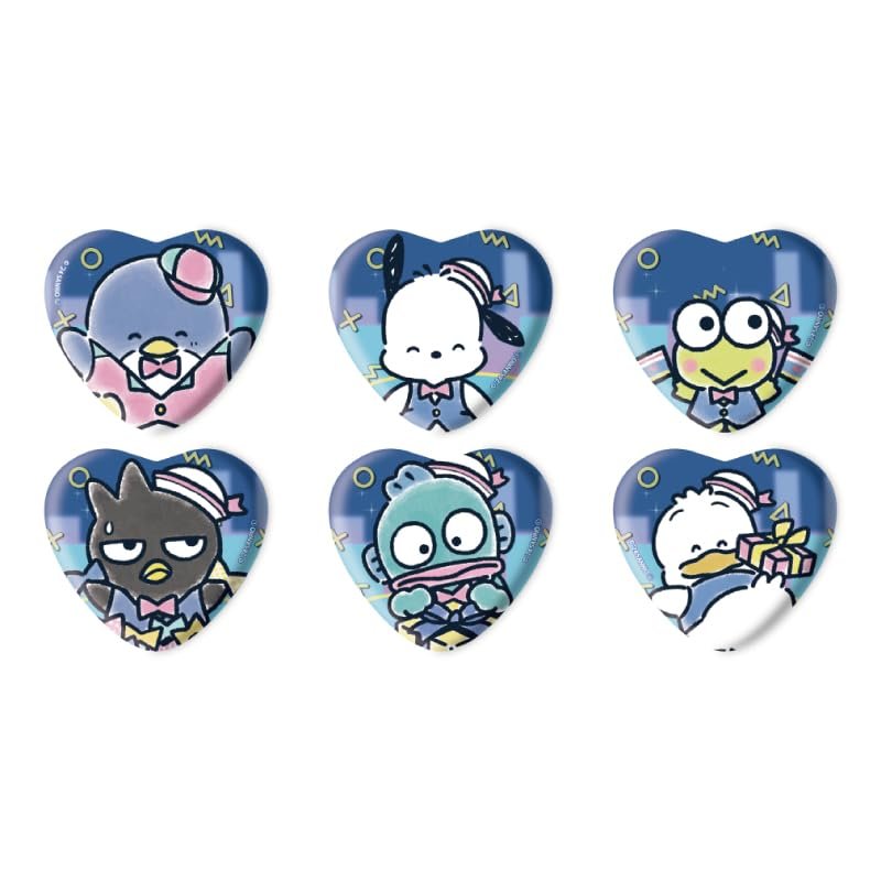 Hapidanbui 04 [Graph Art Illustration] Heart Shaped Can Badge Box of 6