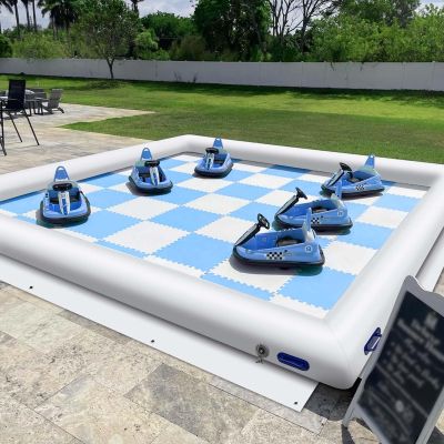 CZGBRO Inflatable Bumper Car Racing Track - Mini Inflatable Race Track with Pump Go Kart Race Pipe Without Bottom(White, 12.5 * 12.5FT)