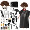 deAO Barber Shop Pretend Play Toy,29 PCS Kids Shaving Kit for Boys,Styling Accessories with Hair Dryer,Hair Straightener,Stylist Apron,Boys Grooming Salon Set Gift for Kids 3+ view 1