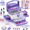 GirlsHome Kids Makeup Set for Girl 56 Pcs Washable Real Cosmetic, Non-Toxic Frozen Toys Toddler Makeup Kit, Frozen Princess Dress up Kit Christmas & Birthday Girl Gift for 3-12 (Frozen Purple) view 1