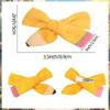 Back to School Hair Bow Clips The Hand Painted Yellow Pencil Hair Bow Barrette Baby Girl Bow Clips Ponytail Holder Hairgrips Hairpin First Day of School Gift for Kindergarten 1st 2nd 3rd Grade Student view 2
