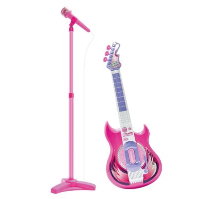 Contixo TG4 Musical Guitar and Microphone Set for Kids, Purple Electric Guitar Toys Starter Kit with Adjustable Height Microphone Stand, Karaoke Toy for Girls, Boys, Toddlers Christmas Birthday Gift