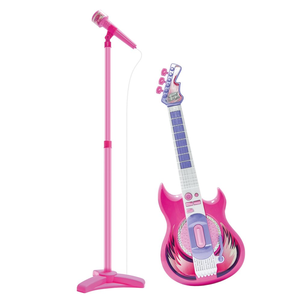 Contixo TG4 Musical Guitar and Microphone Set for Kids, Purple Electric Guitar Toys Starter Kit with Adjustable Height Microphone Stand, Karaoke Toy for Girls, Boys, Toddlers Christmas Birthday Gift