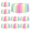 QUERICKY 9 Pack Pastel Rainbow Tablecloths, 84x84'' Round Plastic Table Cover for Girls Birthday Party Decorations view 1