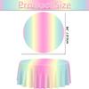 QUERICKY 9 Pack Pastel Rainbow Tablecloths, 84x84'' Round Plastic Table Cover for Girls Birthday Party Decorations view 2