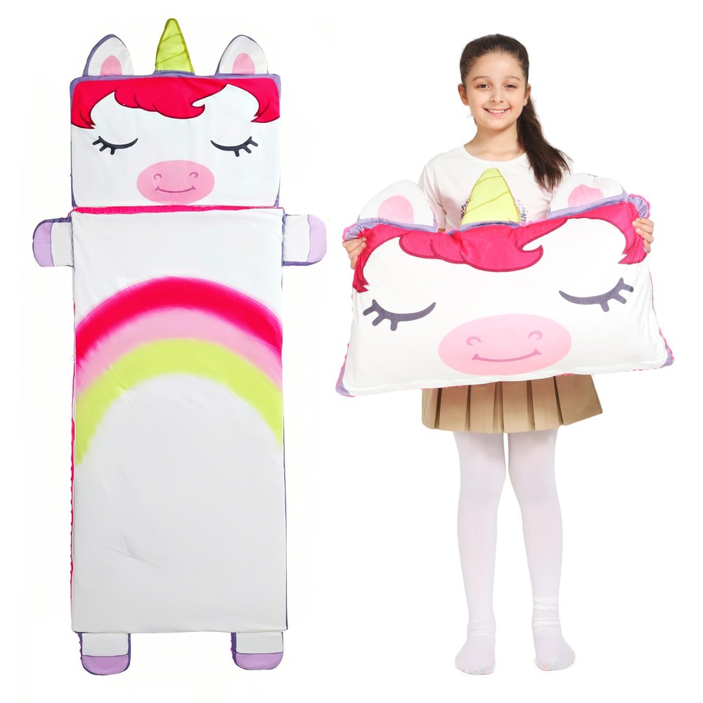Wbesty Toddler Nap Mat for Kids Sleeping Mat Napping Mats Slumber Bags Foldable and Portable for Boys Girls Kindergarten Daycare Travel Camping,Unicorn Style