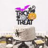 1Pcs Happy Halloween Cake Topper Black Glitter Trick or Treat Cake Topper Castle Witch Pumpkin Ghost Bat Halloween Cake Decorations Cake Pick for Halloween Birthday Baby Shower Party Supplies view 4