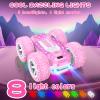 Pink Remote Control Car for Girls, RC Cars for Kids with DIY Sticker & Colored Lights, 2.4Ghz Double Sided 360 Flips 4WD Stunt Car, Rechargeable Toy Cars for Girl Ages 4-6 5-7 6-8 8-12 Birthday Gift view 3