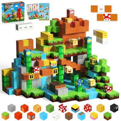 Annexfun Magnetic Blocks-100PCS Magnetic Building Cubes Blocks, STEM Montessori Sensory Toys for Toddlers Kids Boys Girls Ages 3 4 5 6 7 8 9 10 Christmas Birthday Gifts
