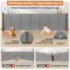 120 Inch Retractable Baby Gates Extra Wide, 42 Inch Tall Retractable Gate, 10 FT Reinforced Retractable Dog Gate with Rods & Hooks to Prevent Crawling Through, for Stairs, Indoor/Outdoor, Gray view 3