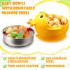 Nuogo 4 Packs 304 Stainless Steel Baby Bowls with Silicone Sleeve Kids Toddler Food Bowls with Suction Anti Slip Cute Animal safe Design for Baby Feeding Soup Noodle Pasta Snack view 3