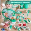 Pretend Dentist Play Set with 28Pcs Toys, Kids Doctor Playset with Operating Table, Medical Kit Role Play Toy for Kids 3-6 Years Old Cyan view 2