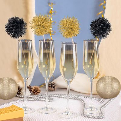 20pcs Foil Firework Cupcake Toppers Birthday Cake Toppers Sparkle Tinsel Cocktail Fruit Toothpick for Birthday Wedding Happy New Year Graduation Valentine's Party Supplies