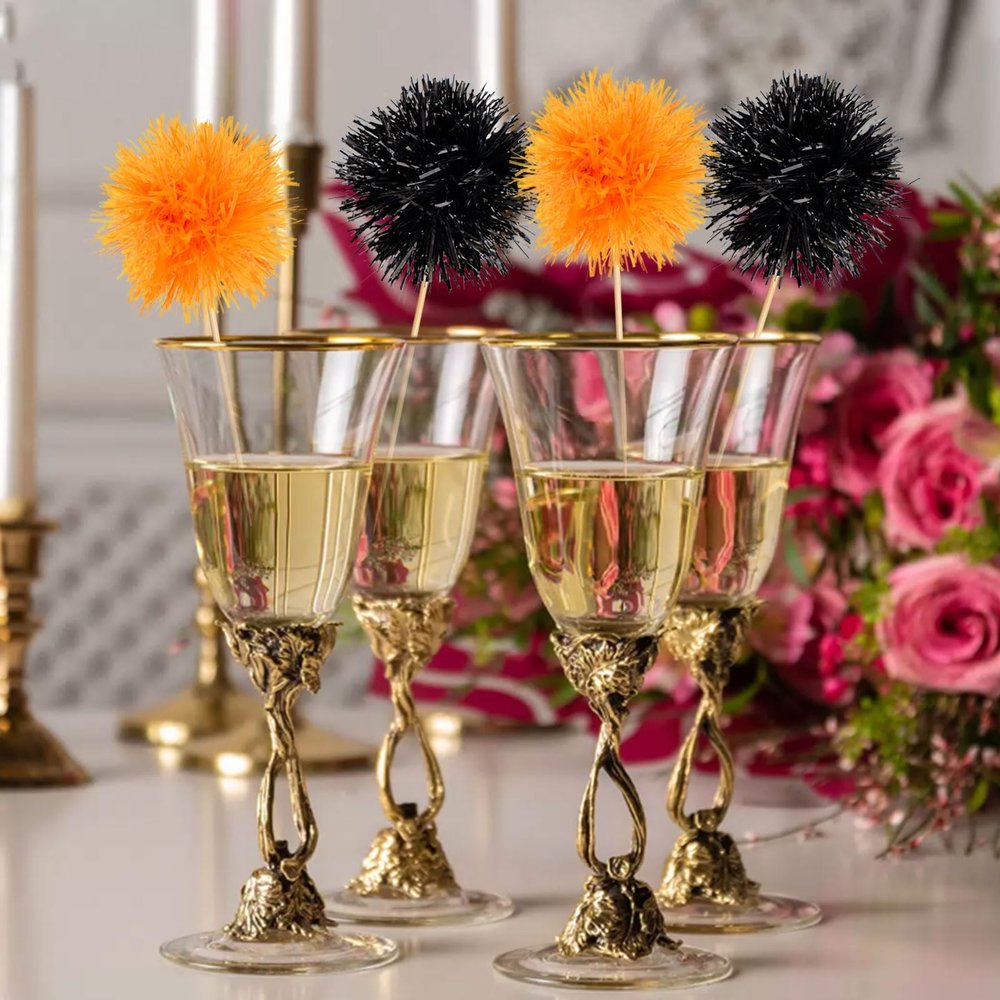 20pcs Foil Firework Cupcake Toppers Birthday Cake Toppers Sparkle Tinsel Cocktail Fruit Toothpick for Birthday Wedding Happy New Year Graduation Valentine's Party Supplies