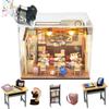DIY Miniature Dollhouse Kit Back to School House Wooden Miniatures House Crafts DIY Model Kits Christmas Birthday Gifts for Men and Women Friend (with Dust Cover) view 1