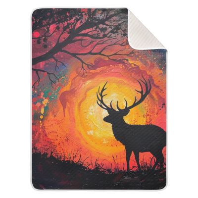 KICPOAY Vivid Deer Sunset Baby Swaddle Blanket for Boys and Girls, Muslin Baby Receiving Swaddle Blanket, Soft Cotton Nursery Swaddling Blankets for Newborn Toddler Infant