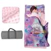Custom Toddler Girls Sleeping Bag Nap Mat for Daycare, Mermaid Kids Sleeping Bag with Pillow & Blanket for Preschool Kindergarten, Personalized Name Easy Carry Napsack Purple Pearl view 1
