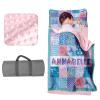 Custom Toddler Girls Nap Mat Sleeping Bag for Daycare, Mermaid Kids Sleeping Bag with Pillow & Blanket for Preschool Kindergarten, Personalized Name Easy Carry Blue Pink view 1