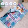Custom Toddler Girls Nap Mat Sleeping Bag for Daycare, Mermaid Kids Sleeping Bag with Pillow & Blanket for Preschool Kindergarten, Personalized Name Easy Carry Blue Pink view 3