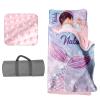 Personalized Toddler Girls Sleeping Bag Nap Mat for Daycare, Mermaid Kids Sleeping Bag with Pillow & Blanket for Preschool Kindergarten, Custom Name Napsack Pink Purple view 1