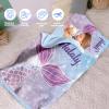 Personalized Toddler Girls Sleeping Bag Nap Mat for Daycare, Mermaid Kids Sleeping Bag with Pillow & Blanket for Preschool Kindergarten, Custom Name Napsack Pink Purple view 3