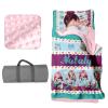 Personalized Toddler Girls Sleeping Bag Nap Mat for Daycare, Mermaid Kids Sleeping Bag with Pillow & Blanket for Preschool Kindergarten, Custom Name Easy Carry Napsack Purple 3 view 1