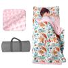 Personalized Toddler Girls Sleeping Bag Nap Mat for Daycare, Mermaid Kids Sleeping Bag with Pillow & Blanket for Preschool Kindergarten, Custom Name Easy Carry Napsack Orange view 1