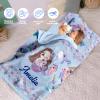 Personalized Toddler Girls Sleeping Bag Nap Mat for Daycare, Mermaid Kids Sleeping Bag with Pillow & Blanket for Preschool Kindergarten, Custom Name Easy Carry Napsack Blue 2 view 3
