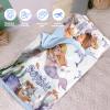 Personalized Toddler Girls Sleeping Bag Nap Mat for Daycare, Mermaid Kids Sleeping Bag with Pillow & Blanket for Preschool Kindergarten, Custom Name Easy Carry Napsack White 3 view 3