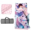 Custom Toddler Girls Sleeping Bag Nap Mat for Daycare, Mermaid Kids Sleeping Bag with Pillow & Blanket for Preschool Kindergarten, Personalized Name Napsack Purple Pink 2 view 1