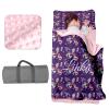 Personalized Toddler Girls Sleeping Bag Nap Mat for Daycare, Mermaid Kids Sleeping Bag with Pillow & Blanket for Preschool Kindergarten, Custom Name Easy Carry Napsack Purple 2 view 1