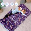 Personalized Toddler Girls Sleeping Bag Nap Mat for Daycare, Mermaid Kids Sleeping Bag with Pillow & Blanket for Preschool Kindergarten, Custom Name Easy Carry Napsack Purple 2 view 3