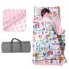 Custom Toddler Girls Nap Mat Sleeping Bag for Daycare, Mermaid Kids Sleeping Bag with Pillow & Blanket for Preschool Kindergarten, Easy Carry Personalized Name Monogrammed Nap Roll Pink view 1