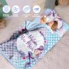 Custom Toddler Girls Sleeping Bag Nap Mat for Daycare, Mermaid Kids Sleeping Bag with Pillow & Blanket for Preschool Kindergarten, Personalized Name Easy Carry Napsack Purple 6 view 3