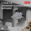 Domiuie C127AI RC Helicopter with 1080P Camera, 4CH Single-Rotor Brushless Black Hornet Aerial Helicopter Model, Military Aircraft Helicopter Toys Gift for Kid & Adult (RTF Version), C127aigrey view 3
