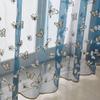 HooHero Blue Exqusited Butterfly Embroidery Embossed Living Kids Nursery Room 50 Wide Sheer Curtains Home Decoration Voile Window Cutain view 2