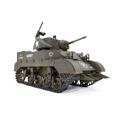 OBIOCKIDAY M5A1 RC Tank for Adults, 1/16 RC Main Battle Tank Remote Control Tank 2.4G RC Military Tank Vehicle with Sound Light Smoke, RC Army Tank RC Crawler Tank Model Kit Gift