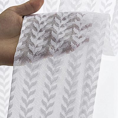HooHero White White Lace Tricot Double Row Leaves Living Kids Nursery Room 50 Wide Sheer Curtains Home Decoration Voile Window Cutain