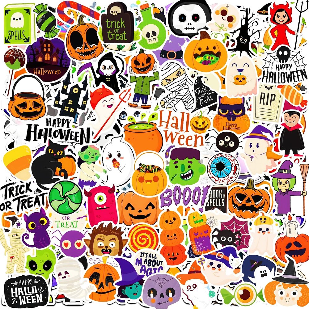 300 pcs Halloween Stickers for Adults, No Repeating Vinyl Waterproof Halloween Stickers for Crafts Gifts, Halloween Party Favors Party Supplies, Halloween Decoration
