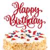 1 PCS Happy Birthday Cake Topper Glitter Happy Birthday Cake Pick Bunting Decor for Anniversary Celebrating Happy Birthday Party Cake Decorations Supplies Red view 1