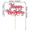1 PCS Happy Birthday Cake Topper Glitter Happy Birthday Cake Pick Bunting Decor for Anniversary Celebrating Happy Birthday Party Cake Decorations Supplies Red view 2