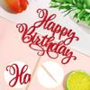 1 PCS Happy Birthday Cake Topper Glitter Happy Birthday Cake Pick Bunting Decor for Anniversary Celebrating Happy Birthday Party Cake Decorations Supplies Red view 3