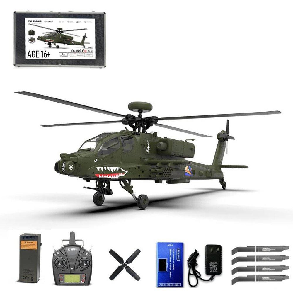Aetheria RC Helicopter F11 AH64 Airplane, 2.4G 6CH Remote Control Aircraft, Dual Brushless Motor, 6G/3D Stunt Copter Model for Adults-1:32 Scale (RTF Version)