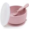 SAMiGO Silicone Baby Bowl and Spoon Set with Suction and Lid, First Stage Self Feeding Essentials, Food Bowl for 6+ Months view 1
