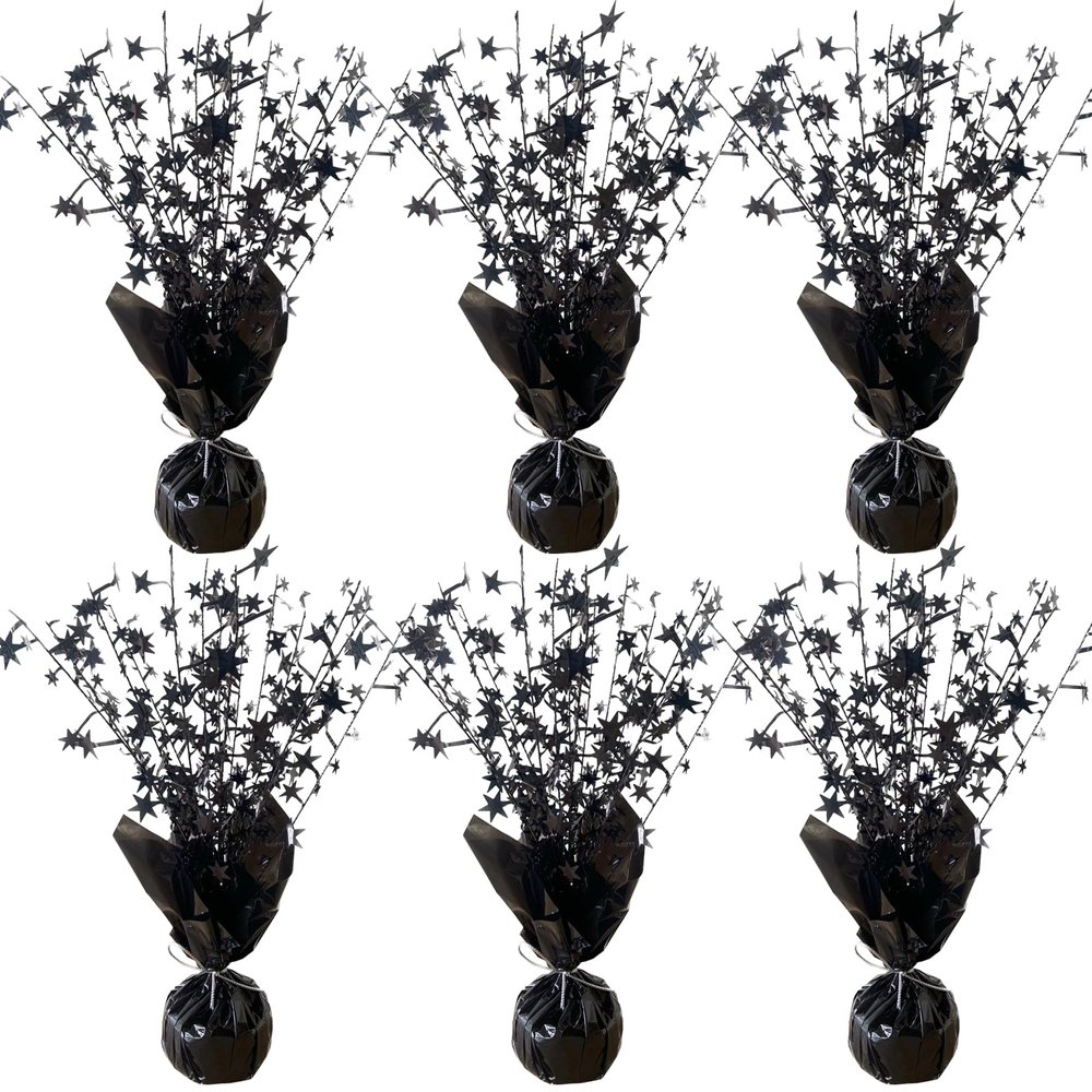 FUBININA 6 Pack Halloween Table Centerpieces Party Table Decoration Metallic Foil Spray Centerpiece Star Black Decor Indoor for Birthday Wedding Anniversary Graduation Holiday Party Supplies