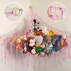 ABBY BABY Large Stuffed Animal Hammock Corner - Stuffed Animal Storage - 100% Natural Cotton Macrame Stuffed Animal Net - Stuff Animal Organizer - Net For Stuffed Animals Corner Large-Pink view 1