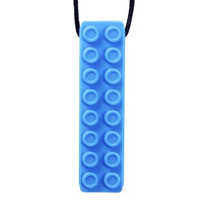 GNAWRISHING Sensory Chew Necklace 1-Pieces-Brick Chew Necklaces for Kids with Autism, ADHD, SPD, Chewing, Oral Motor (Blue)