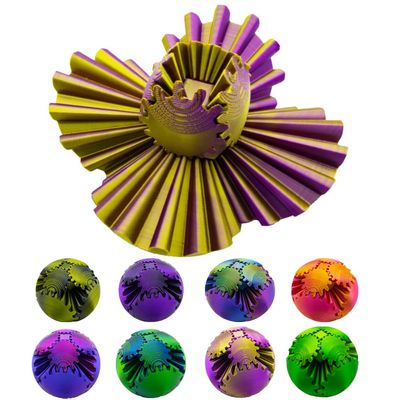 3D Printed Gear Ball Or Wonder Sphere,Gear Ball Pop Fidget Toy, Gear Sphere Desk Toy,Fidget Ball,Gear Ball for Stress and Anxiety Relaxing Fidget Ball for Sensory Needs and Autism (Gold Purple)
