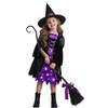 Kiddokids Witch Costume for Girls- Light-Up Dress with Hat & Broom Accessories, Halloween Costume Set for 3-12 Years, Purple Witch Outfit for Halloween Parties & Role Play view 1